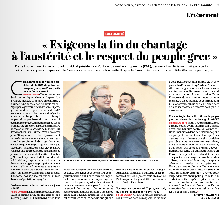 rencontre melenchon tsipras